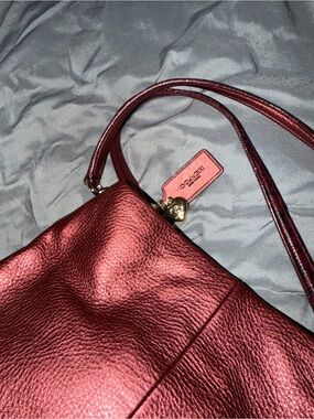 Coach Metallic Rose Gold Leather Shoulder Bag